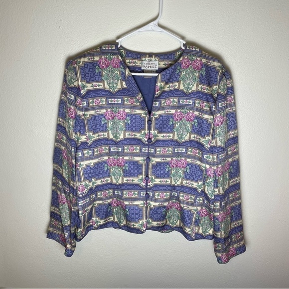 Adrianna Papell Vintage Silk Floral Blazer - Picture 1 of 5